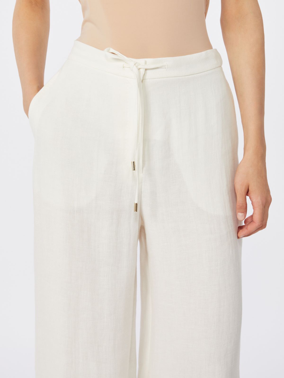 Linen twill trousers - NATURAL - Max Mara - 4