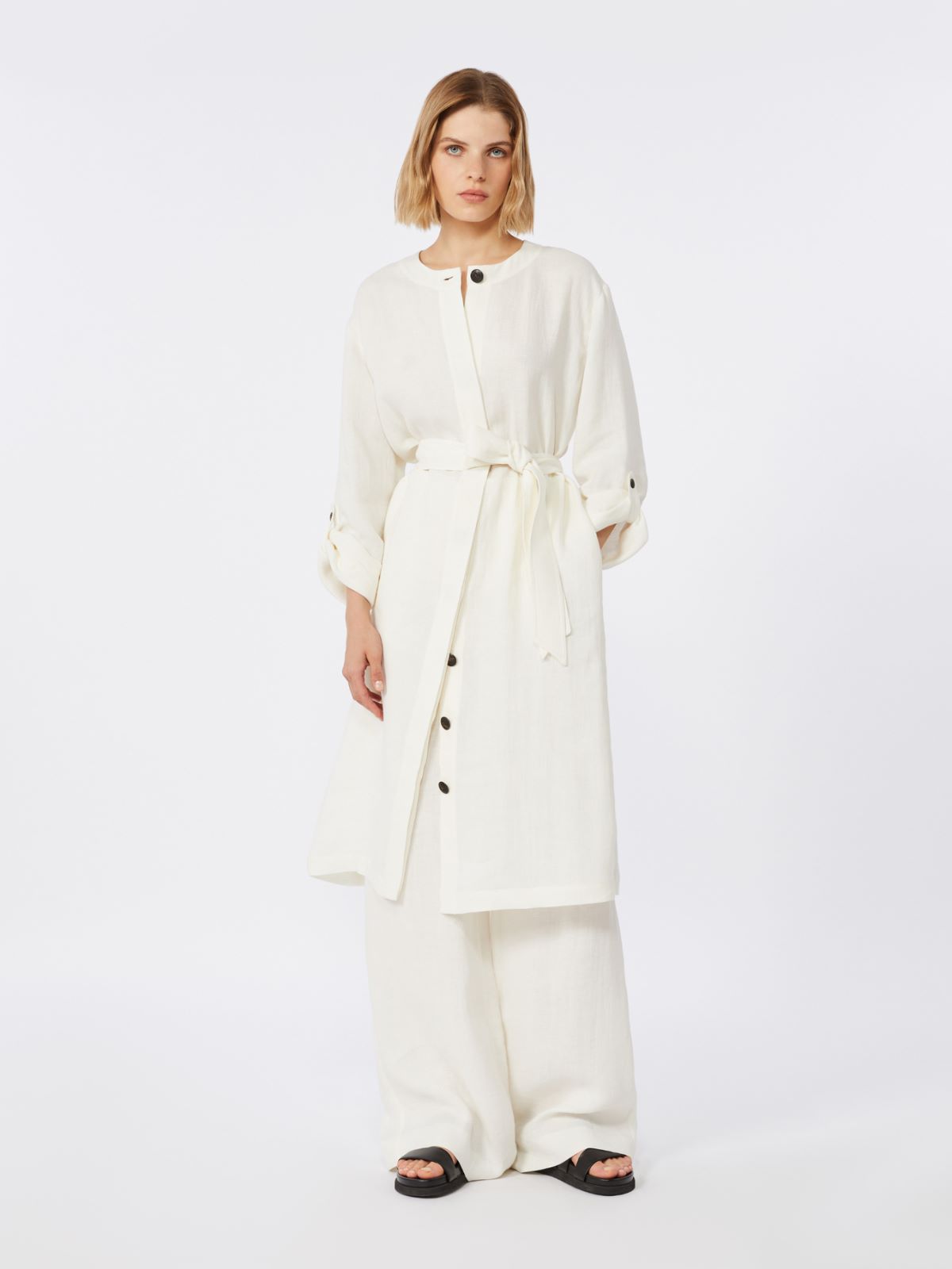 Linen twill trousers - NATURAL - Max Mara