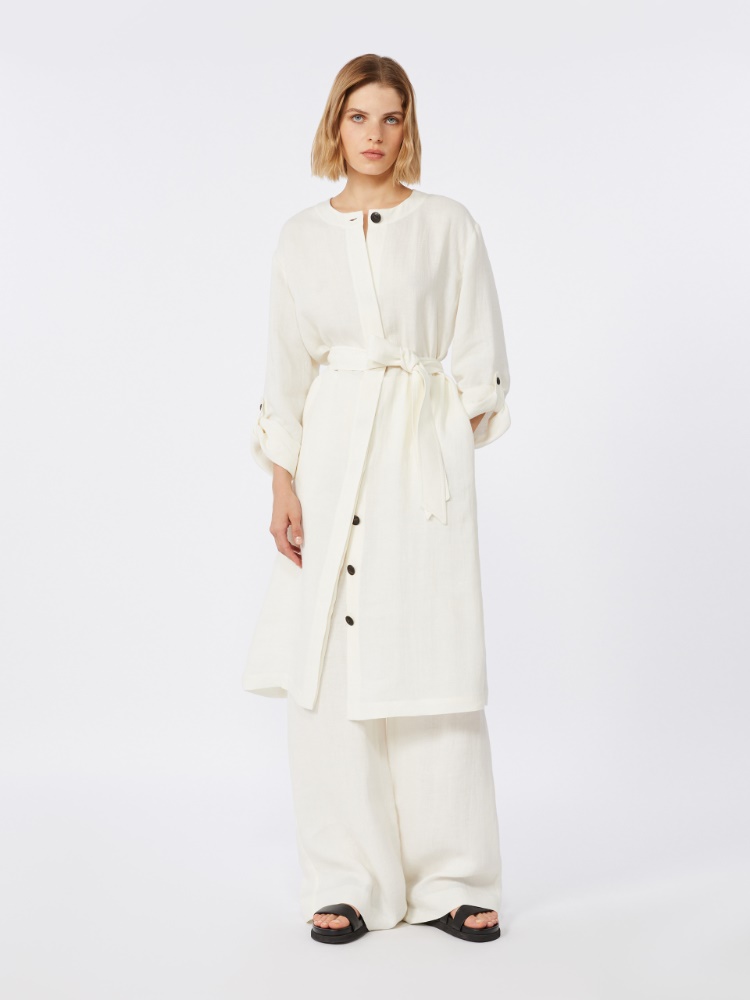Linen twill trousers - NATURAL - Max Mara - 1