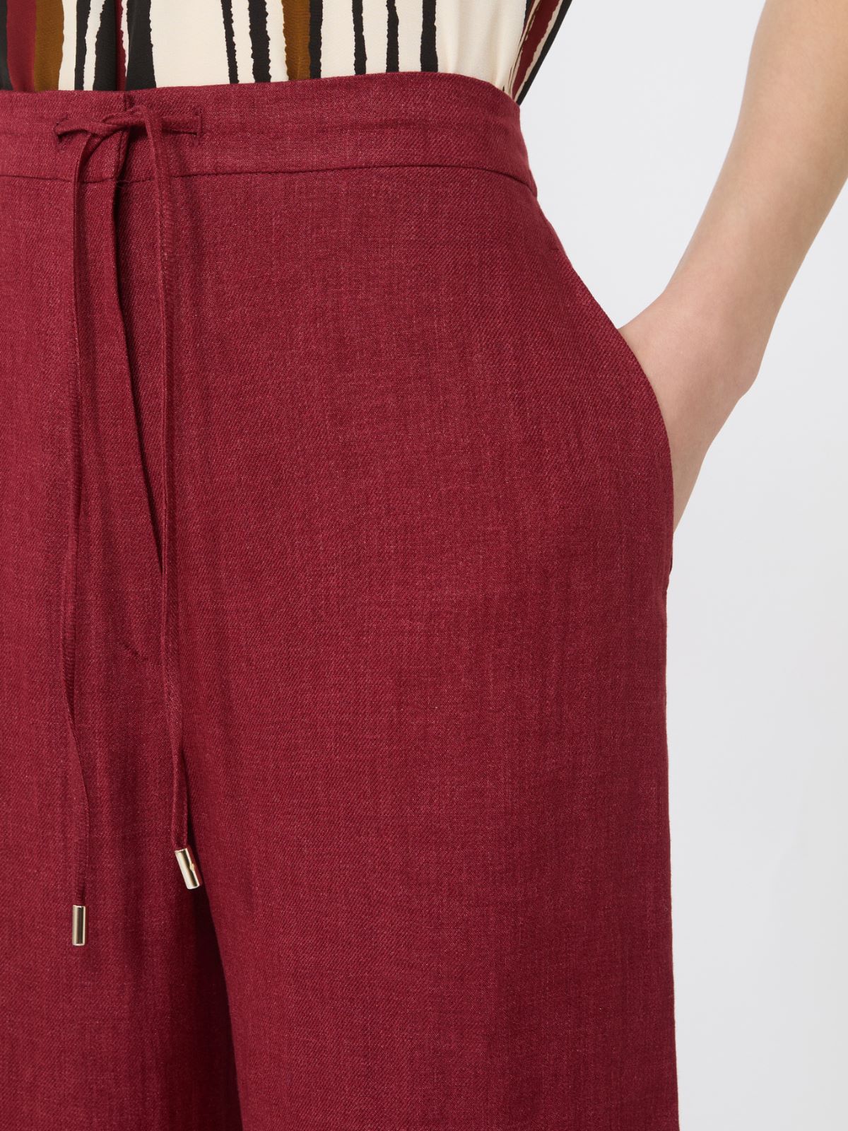 Pantalone in batavia di lino - MATTONE ROSSO - 4