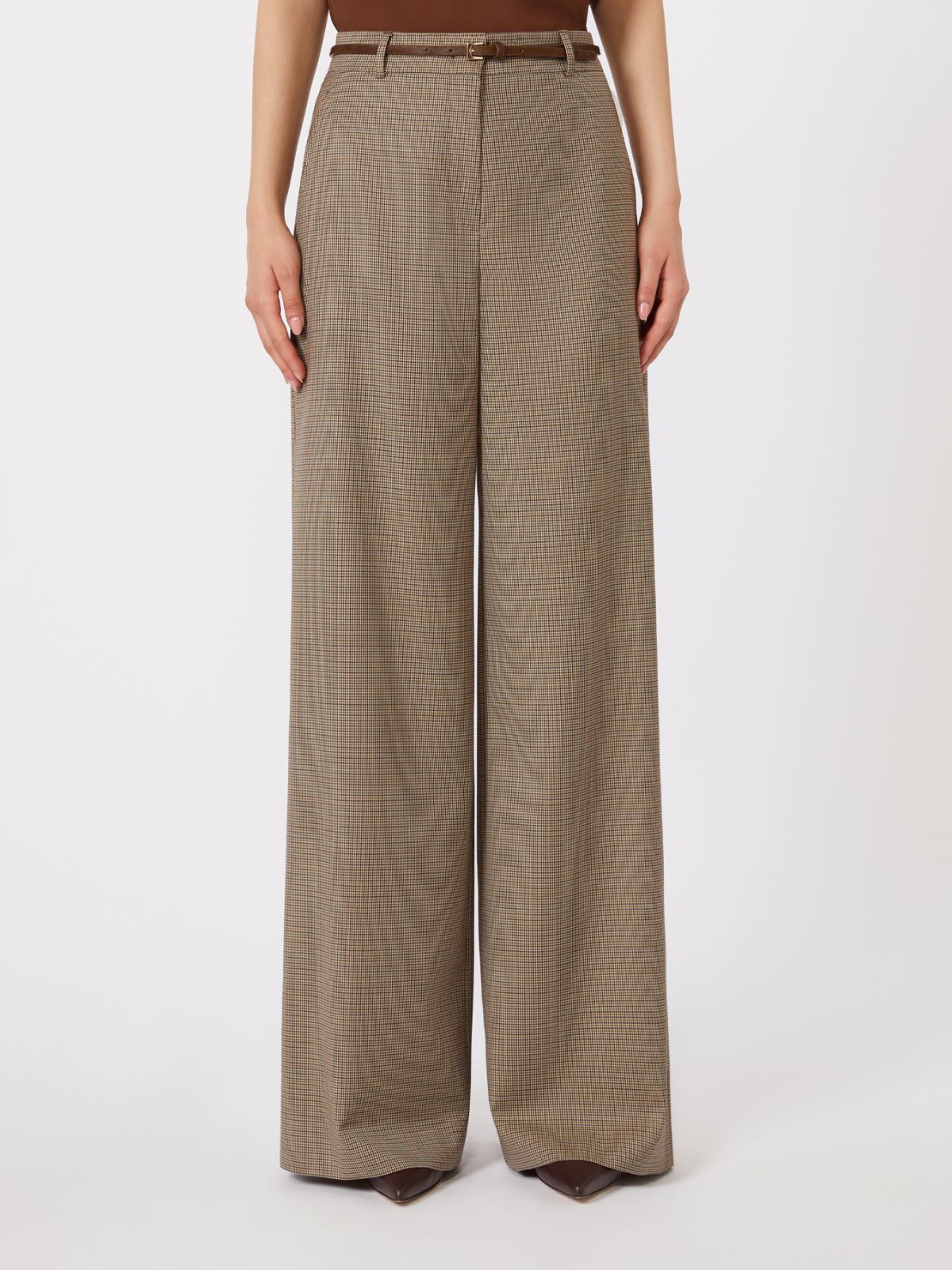 Patterned wool wide-leg trousers - CARAMEL - Max Mara - 5