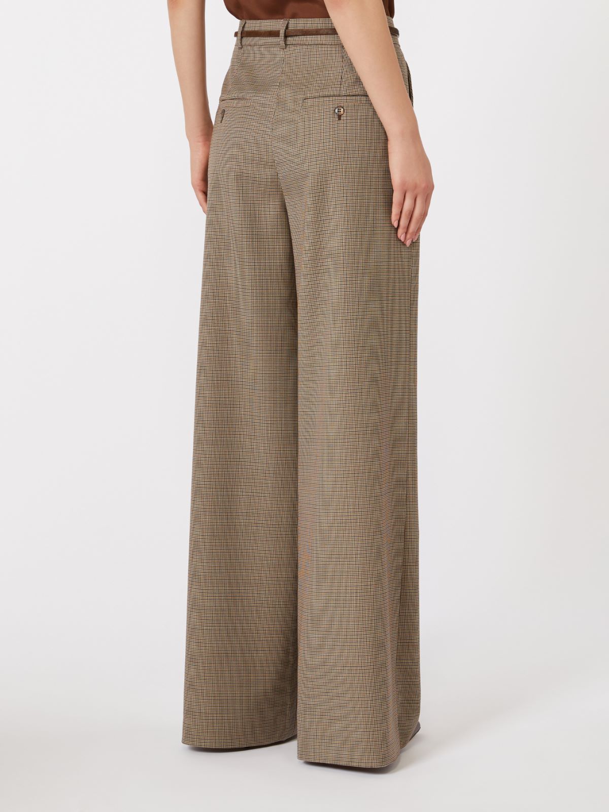 Patterned wool wide-leg trousers - CARAMEL - Max Mara - 5