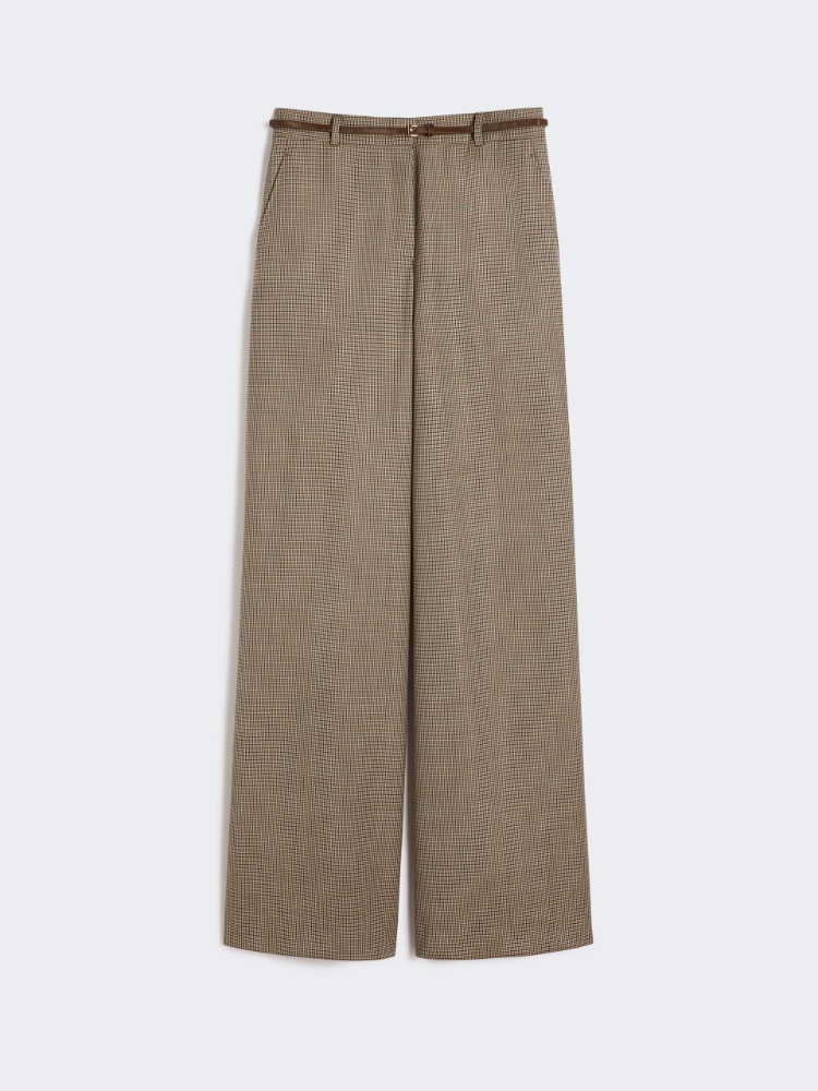 Patterned wool wide-leg trousers - CARAMEL - Max Mara