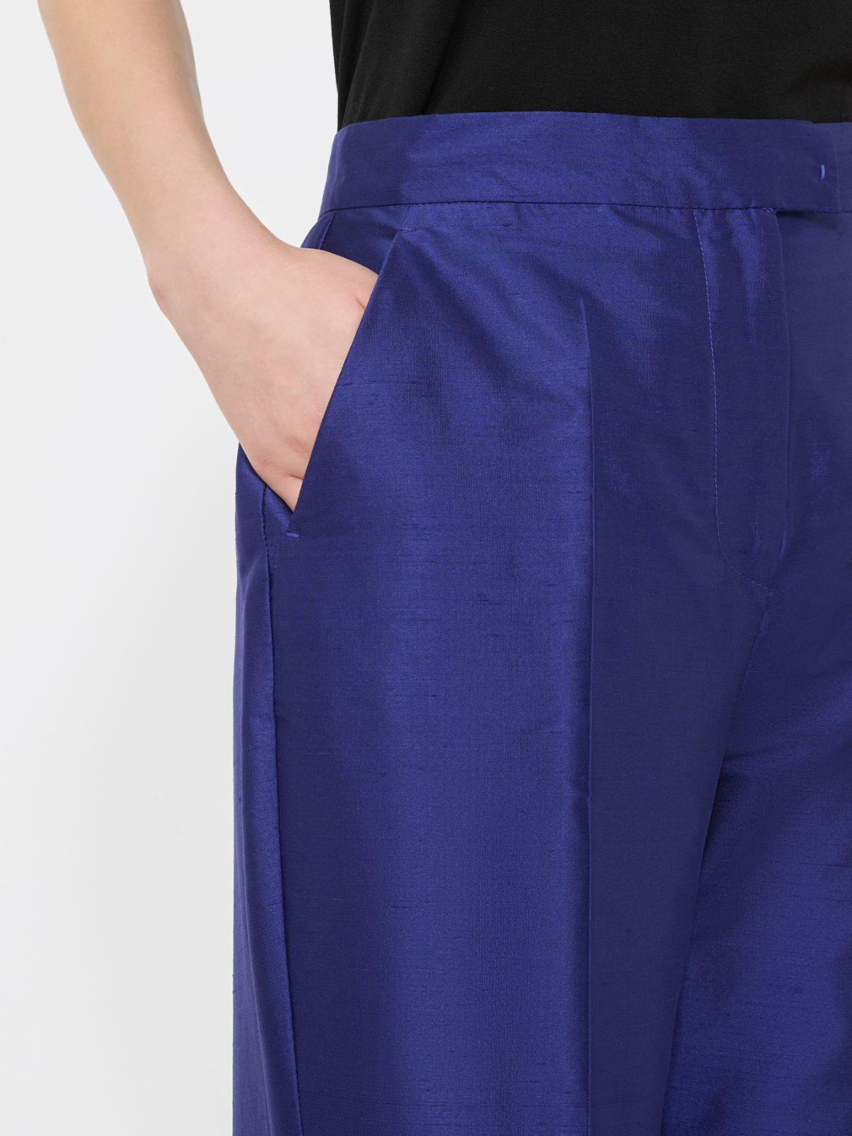 Pantalone sigaretta in shantung di seta - BLUETTE - 4