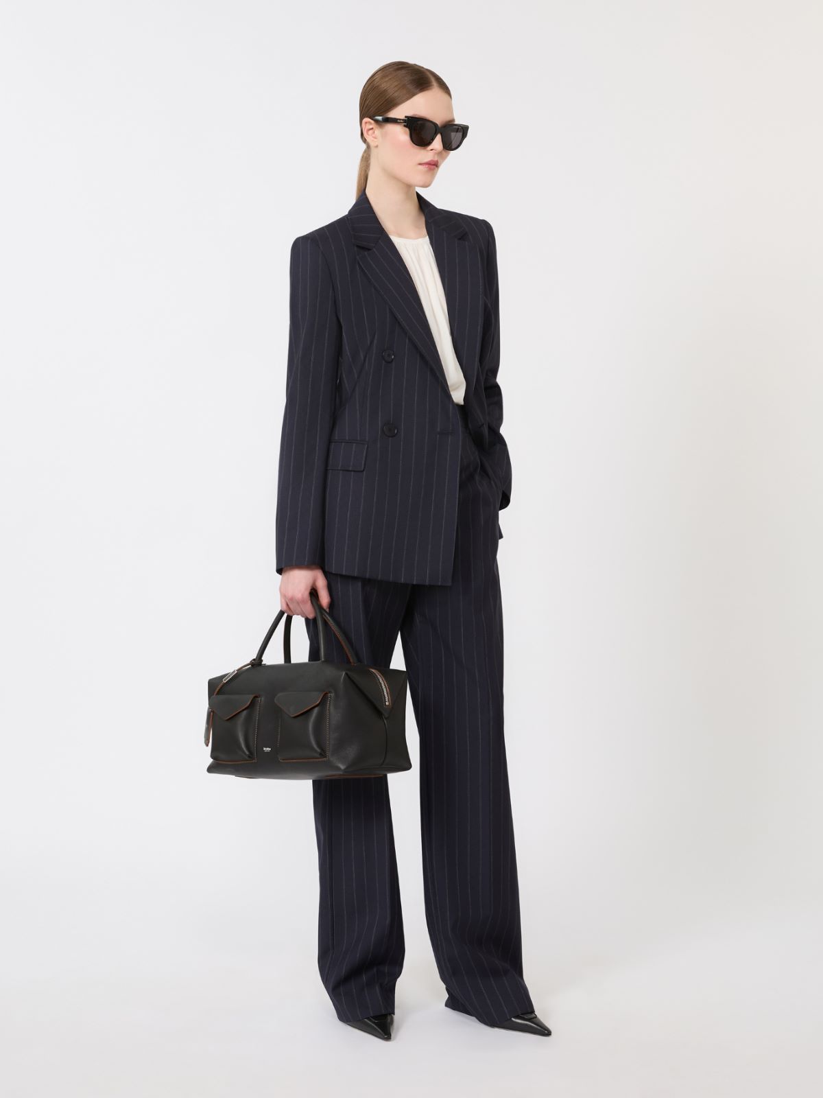 Pinstripe wool trousers - NAVY - Max Mara - 5