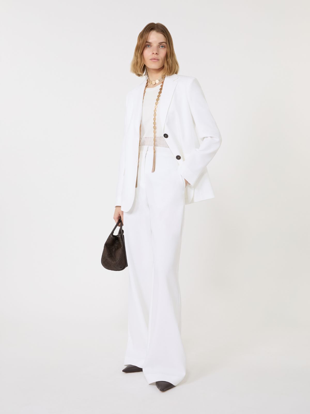 Cotton crêpe trousers + WHITE - Max Mara