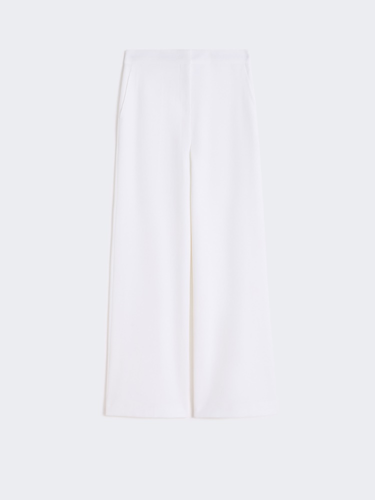 Cotton crêpe trousers - WHITE - Max Mara
