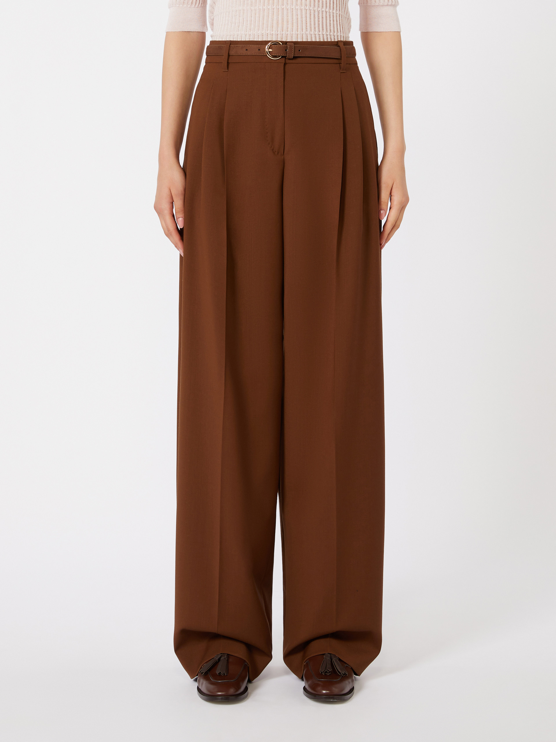 Flowing wool trousers - CHOCOLATE - Max Mara - 2