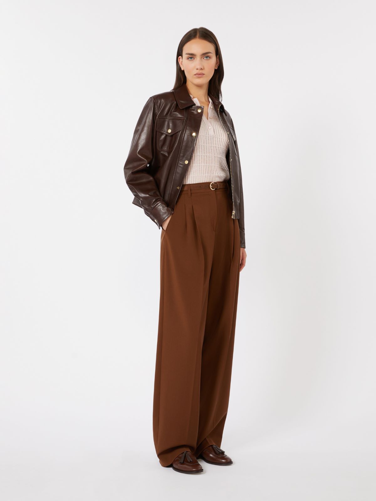 Flowing wool trousers - CHOCOLATE - Max Mara