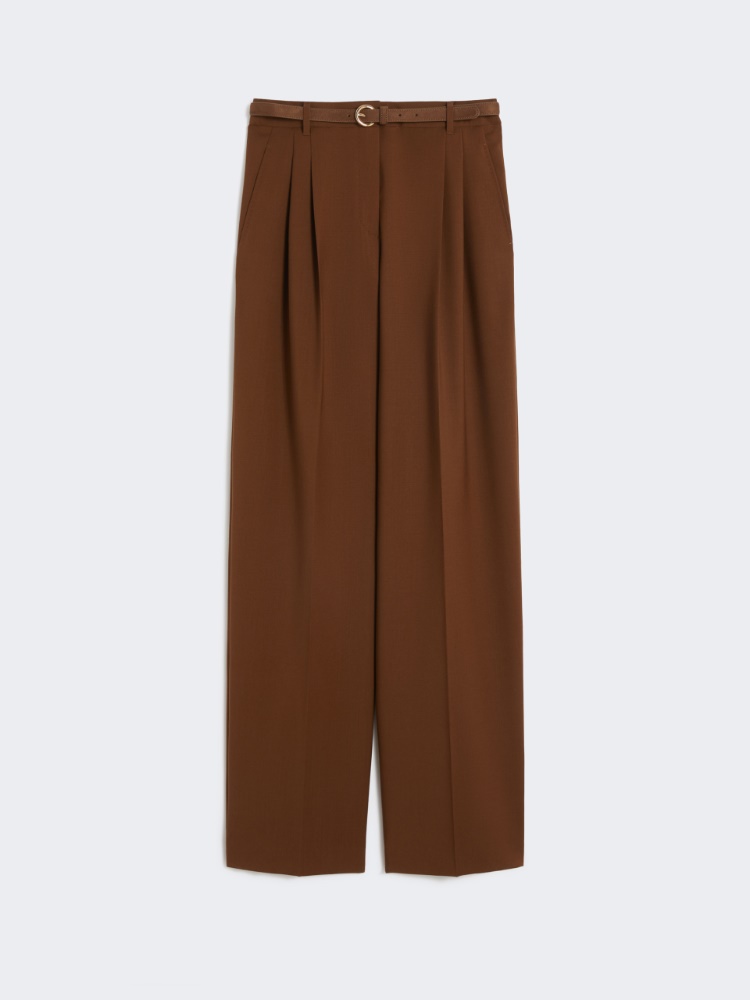 Flowing wool trousers - CHOCOLATE - Max Mara