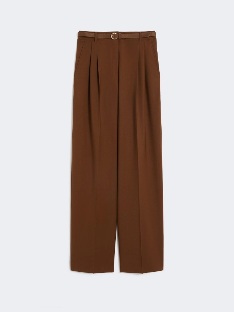 Flowing wool trousers - CHOCOLATE