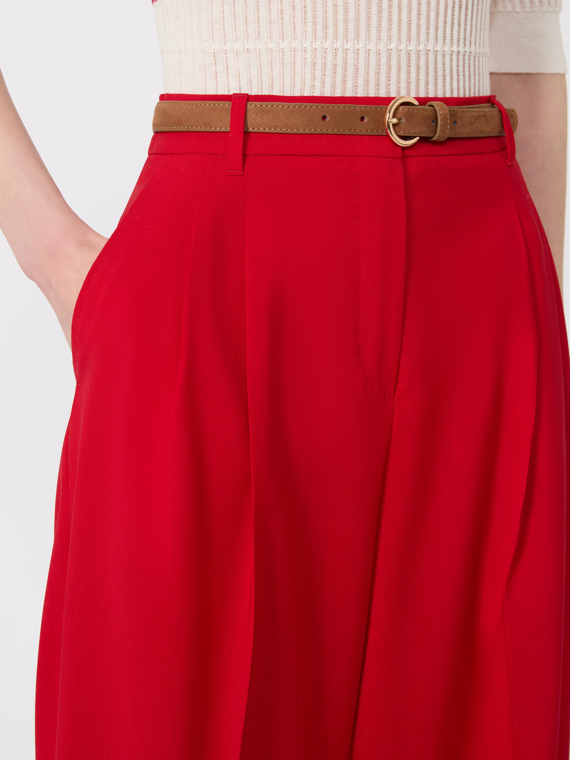 Flowing wool trousers - RED - Max Mara - 4