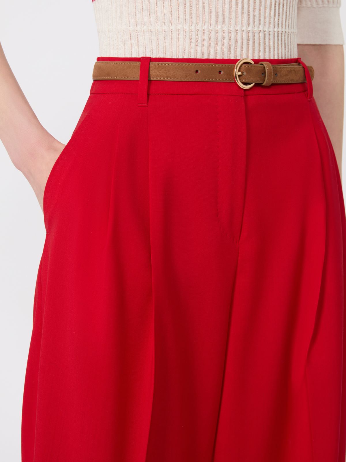 Flowing wool trousers - RED - Max Mara - 5