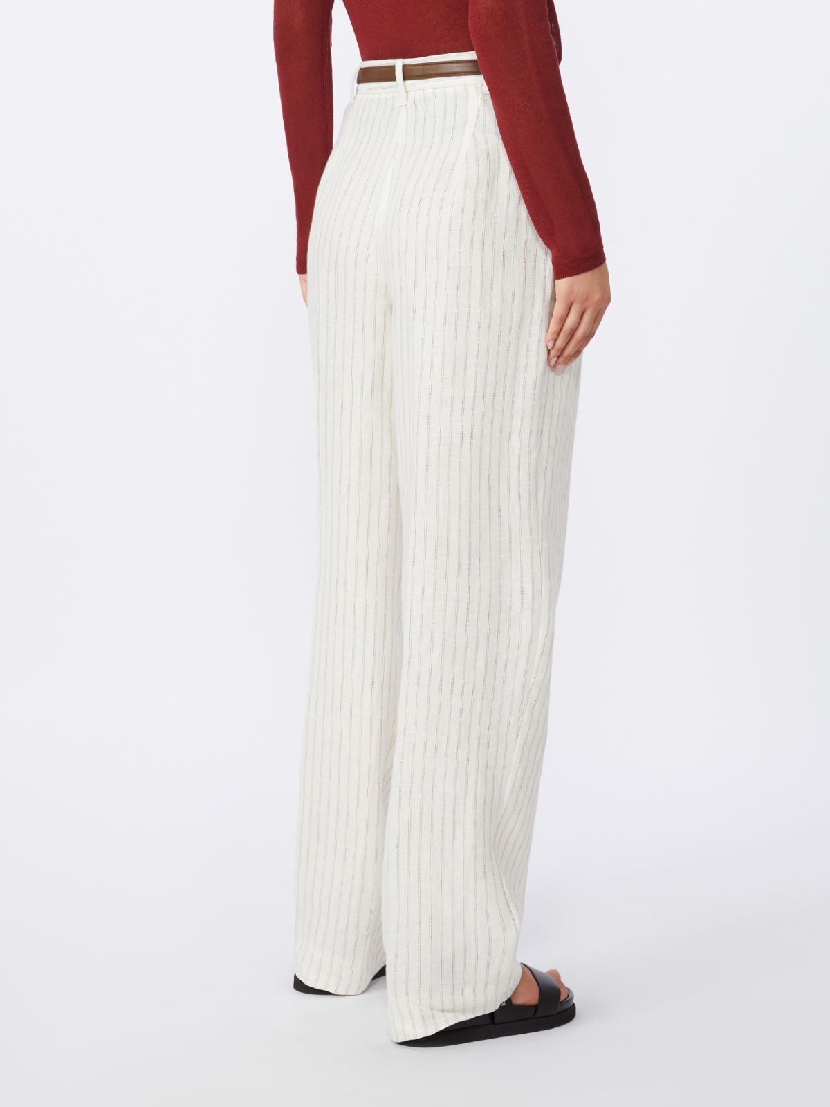 Pinstripe linen trousers - NATURAL - Max Mara - 3