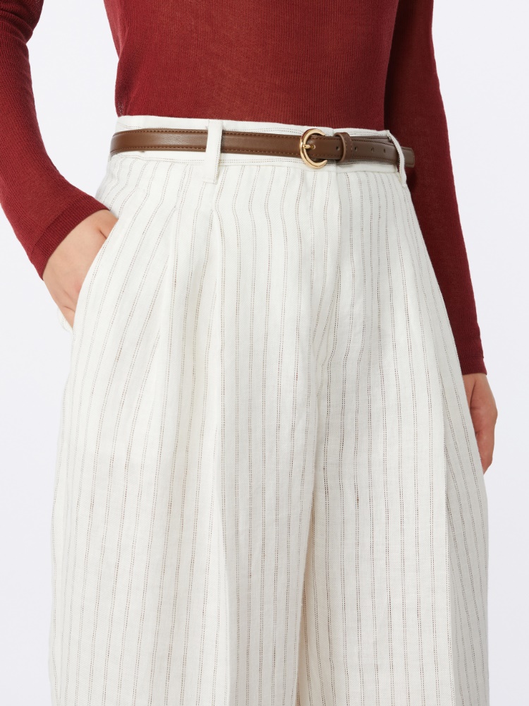 Pinstripe linen trousers - NATURAL - Max Mara - 4