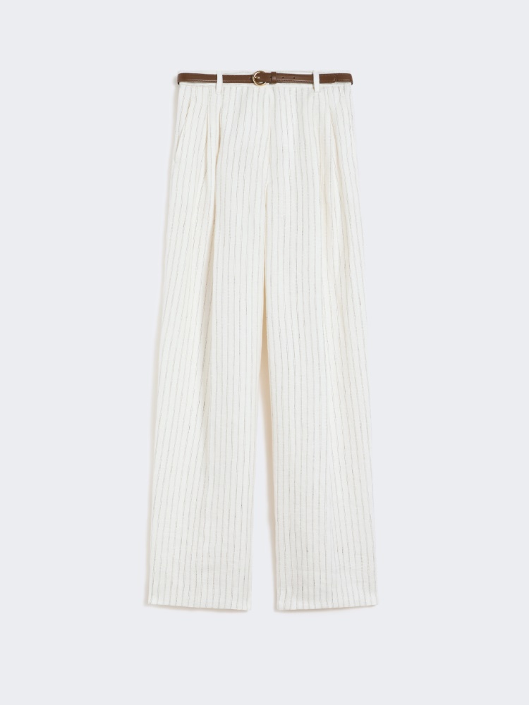 Pinstripe linen trousers - NATURAL - Max Mara - 5