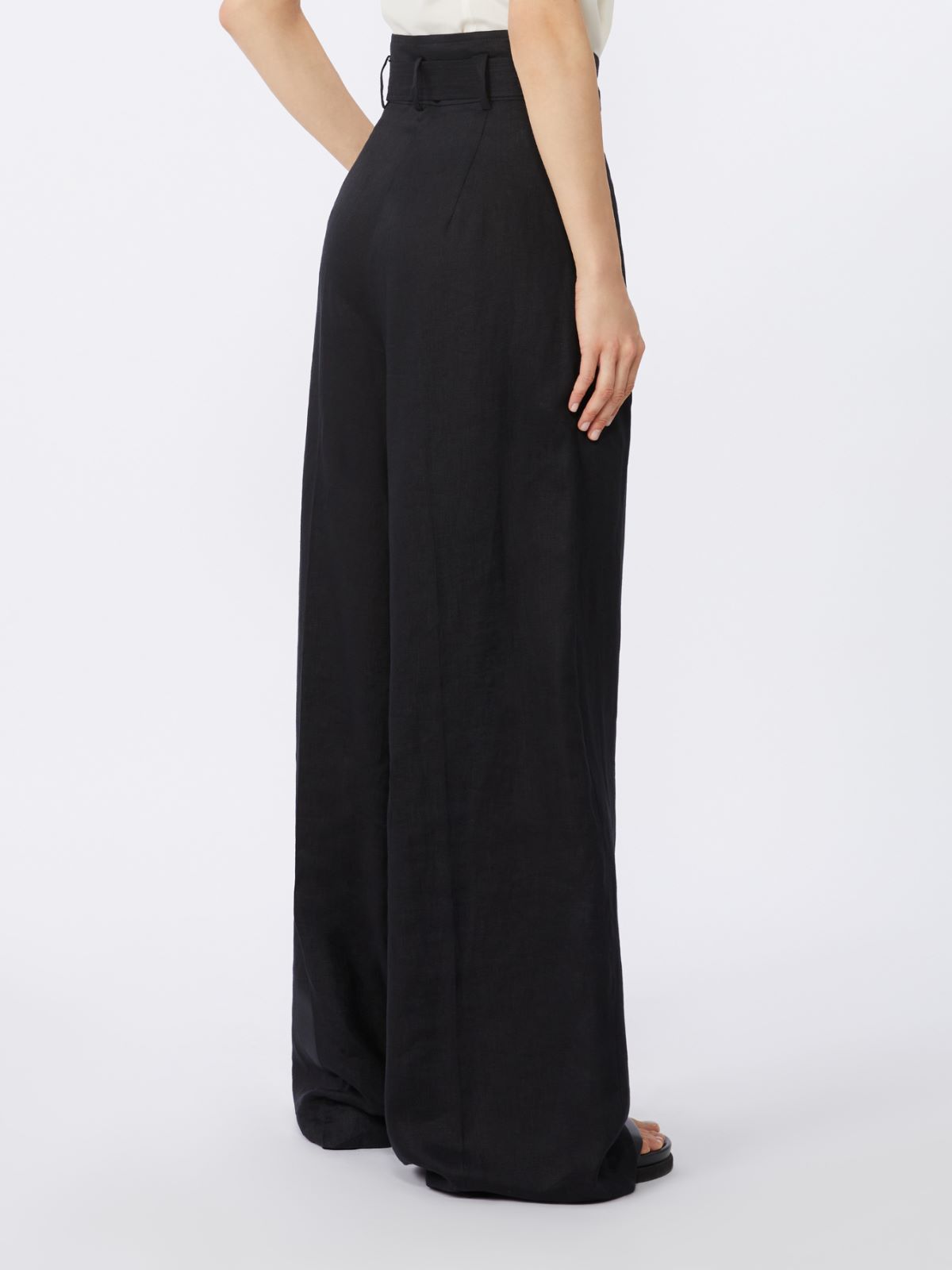 Pantalone in tela di lino - NERO - Max Mara - 3