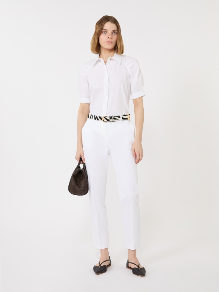Pantalon cigarette en coton stretch - BLANC