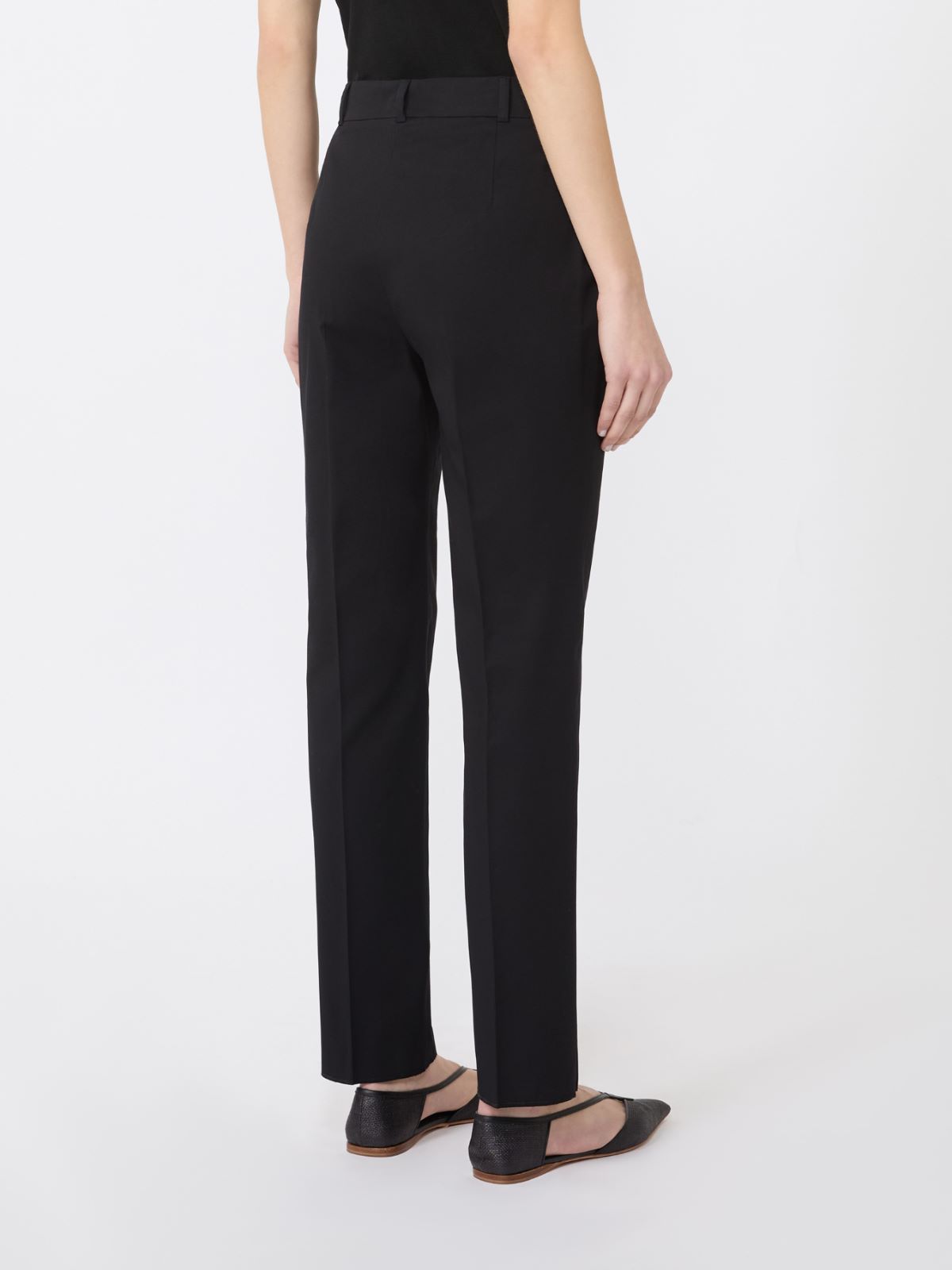 Stretch cotton cigarette trousers - BLACK - 3