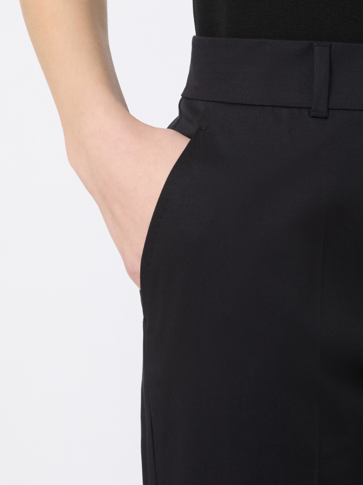 Stretch cotton cigarette trousers - BLACK - 4