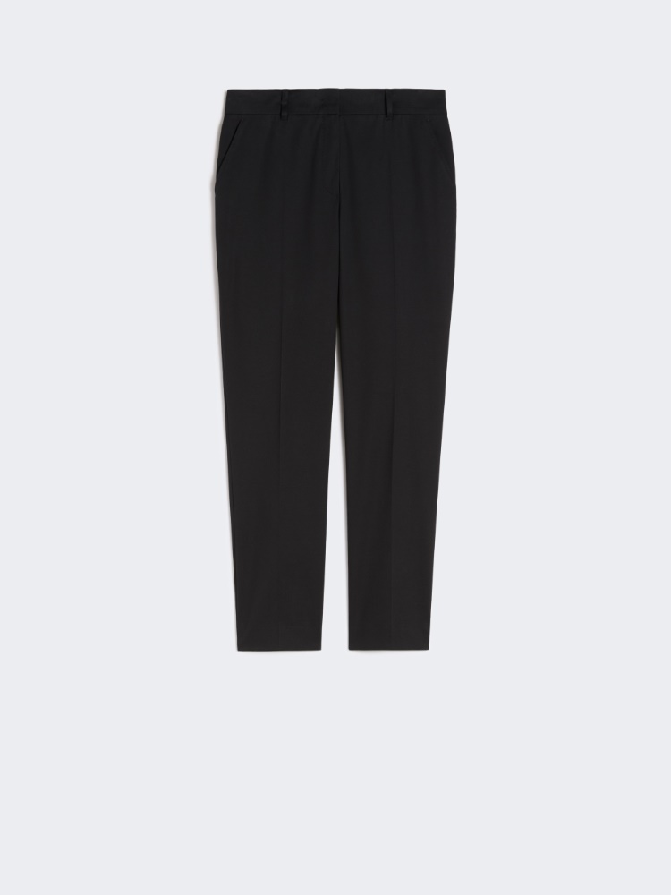 Stretch cotton cigarette trousers - BLACK - 5