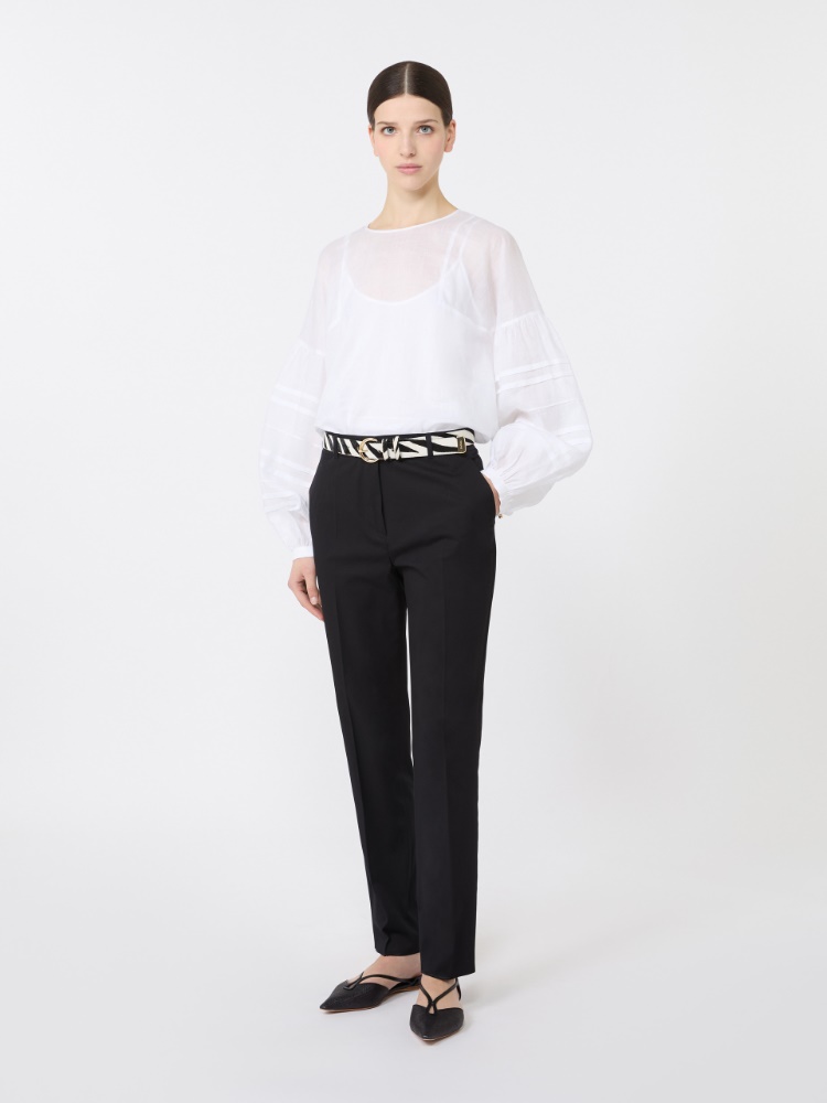 Stretch cotton cigarette trousers - BLACK - 1