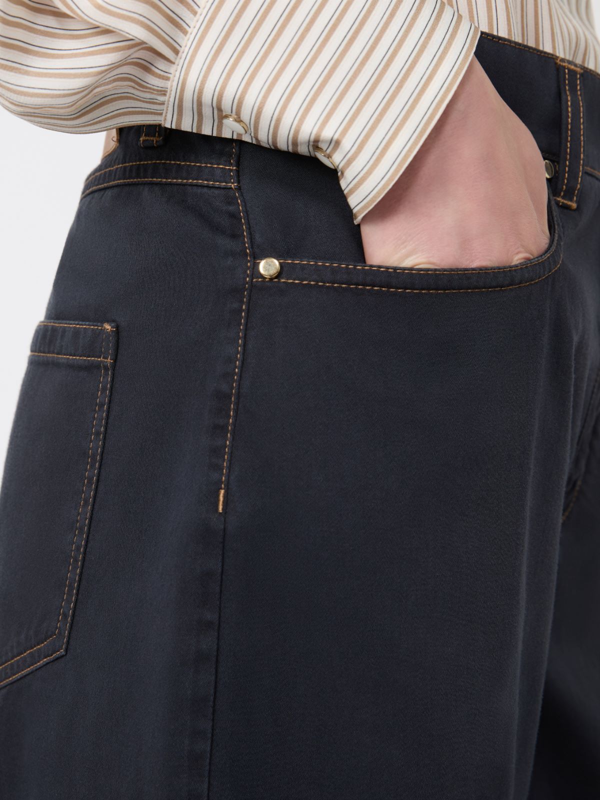 [ファトゥオ] ピュア コットン サテン バギーパンツ - NAVY - Max Mara - 5