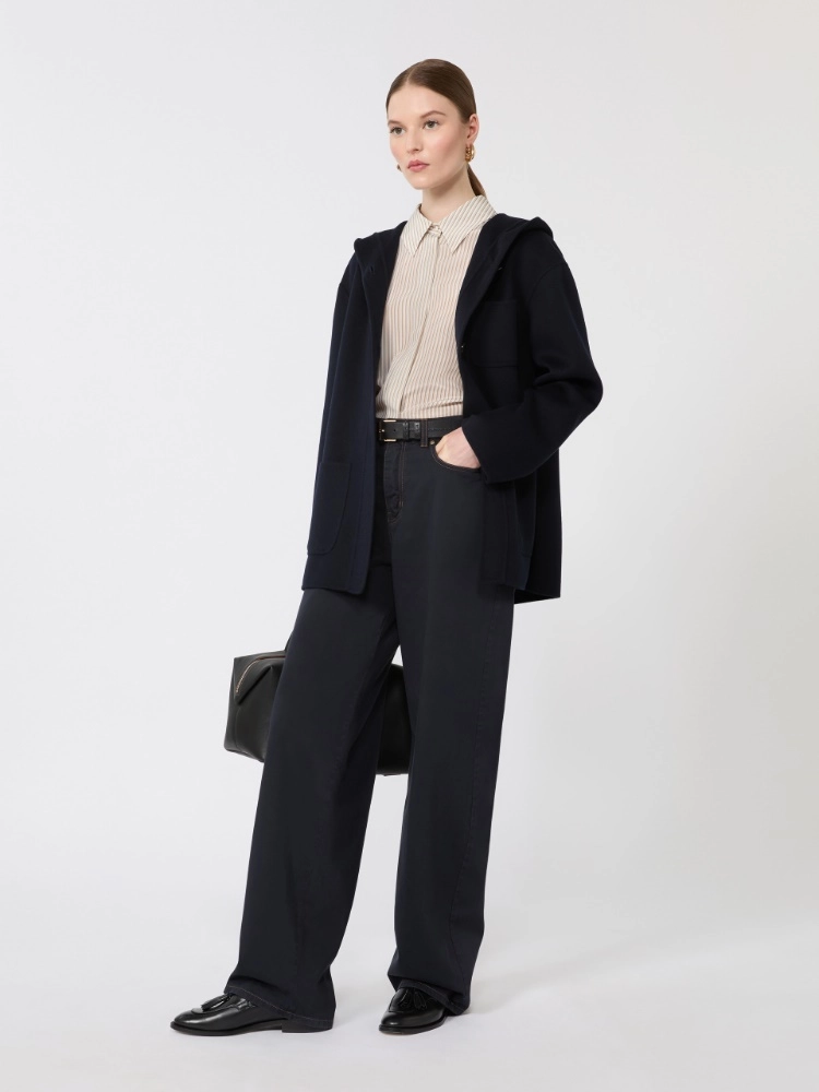 Cotton satin baggy trousers - NAVY