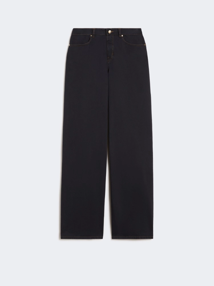 Cotton satin baggy trousers - NAVY
