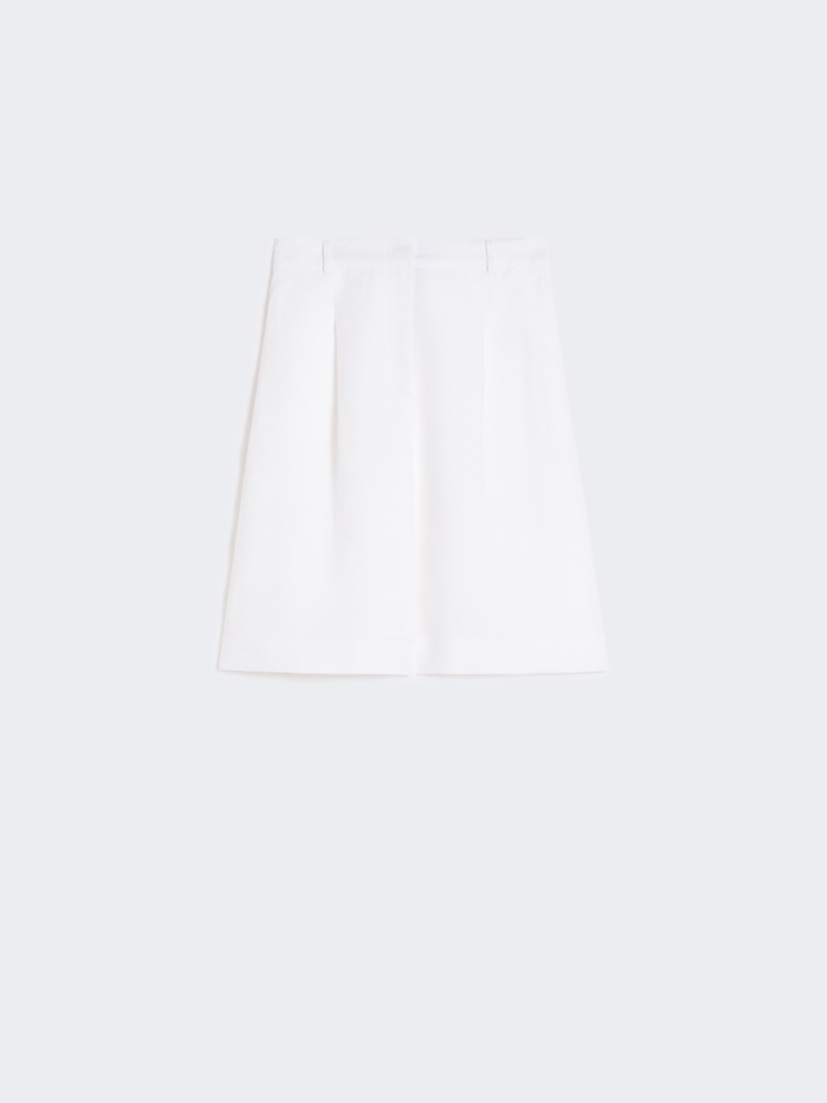 Long linen canvas Bermuda shorts - WHITE