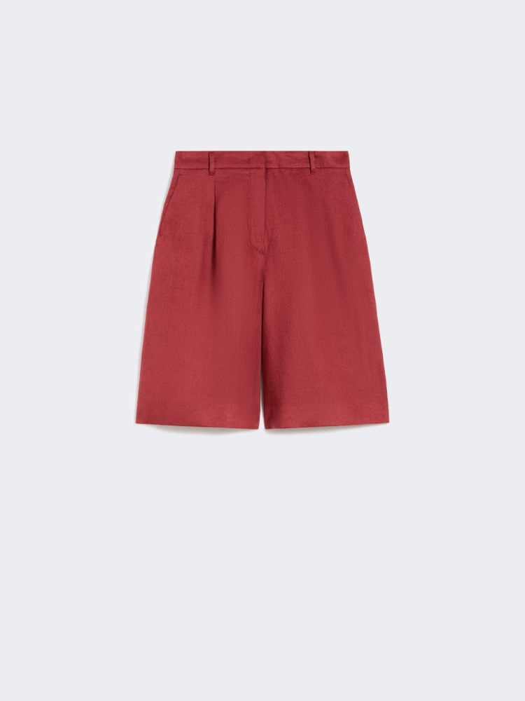 Long linen canvas Bermuda shorts - BRICK RED - Max Mara