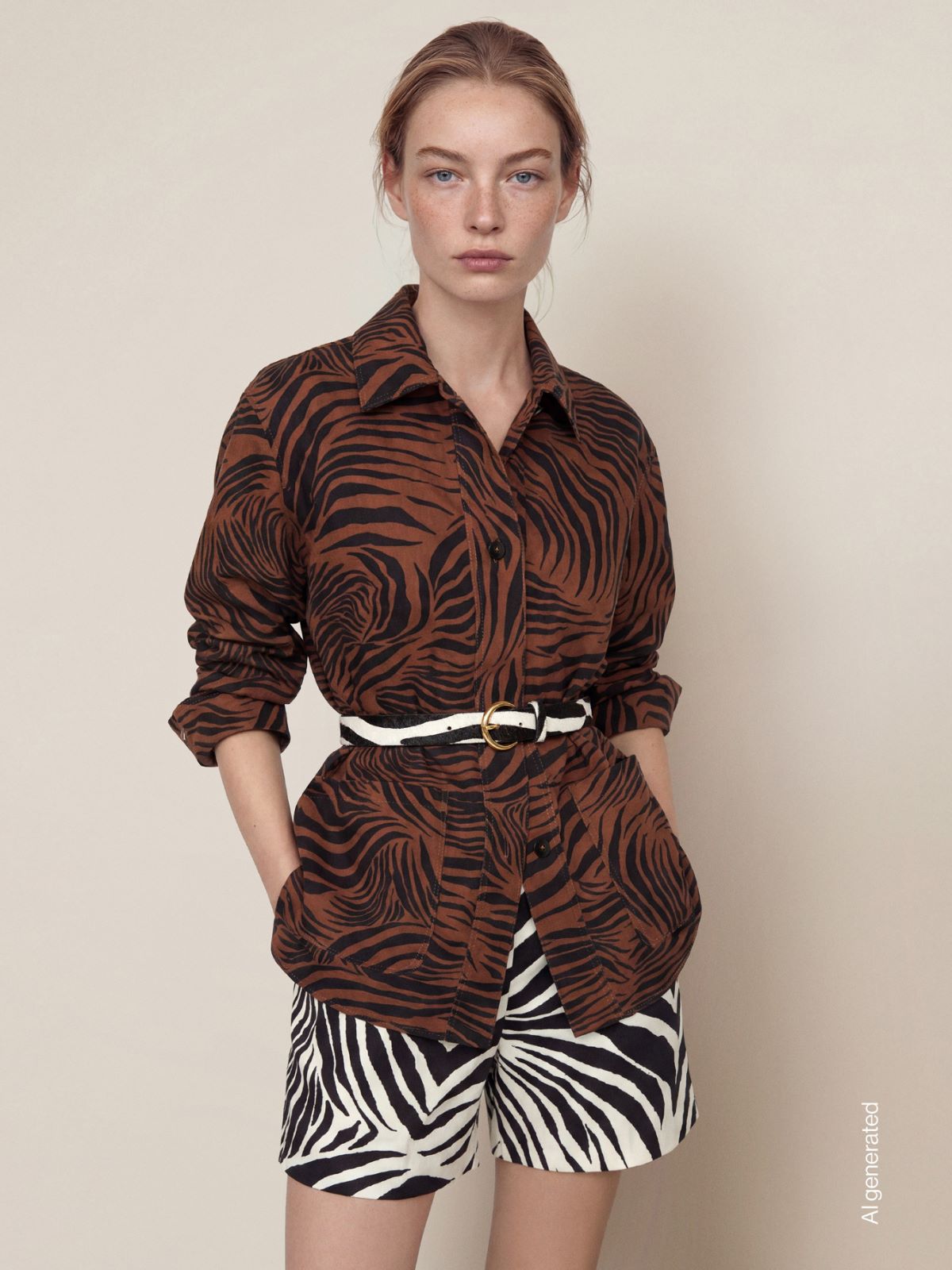 Printed cotton and linen shorts + BLACK - Max Mara