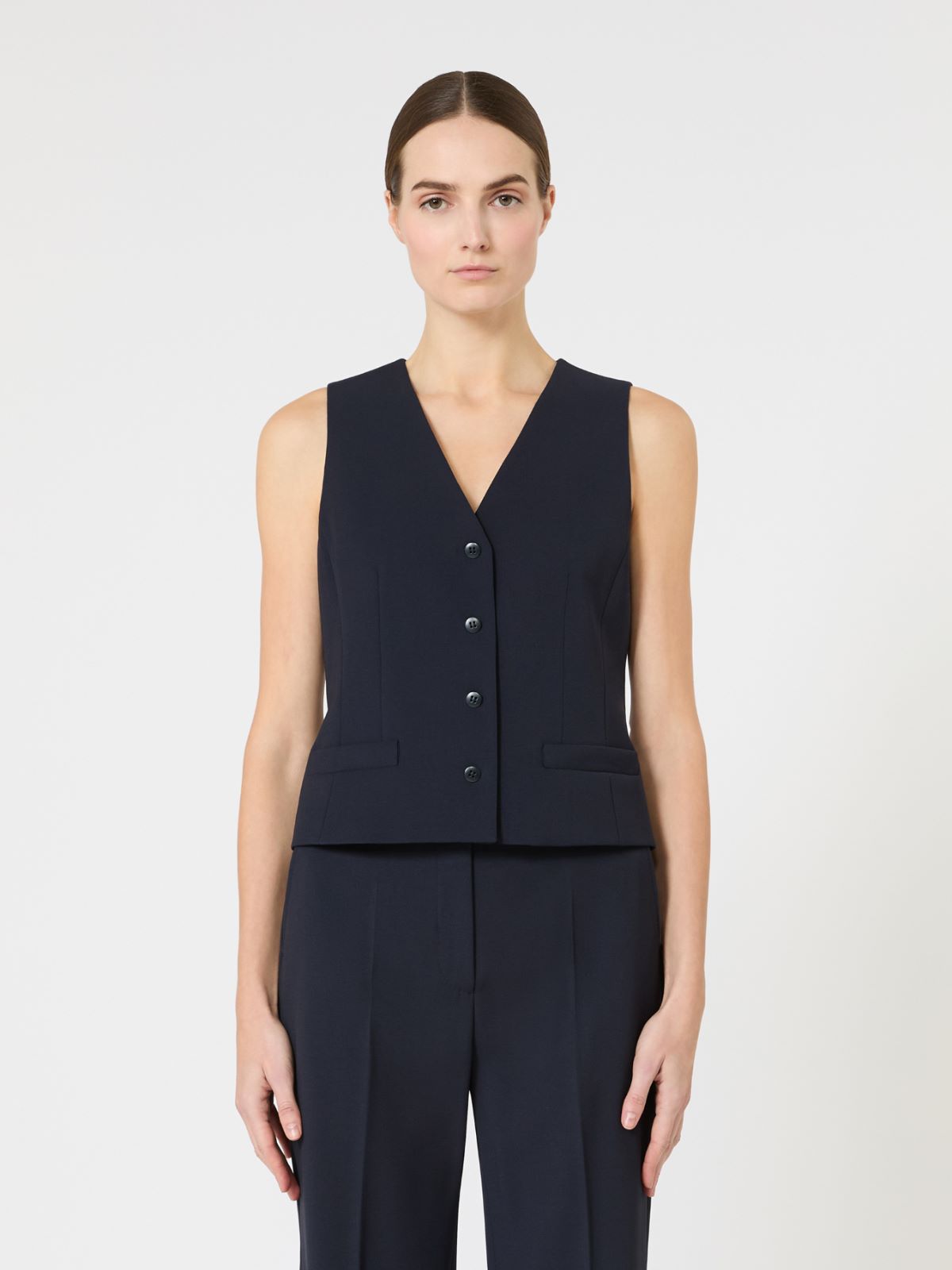Weste aus Woll-Crêpe - BLAU - Max Mara - 4