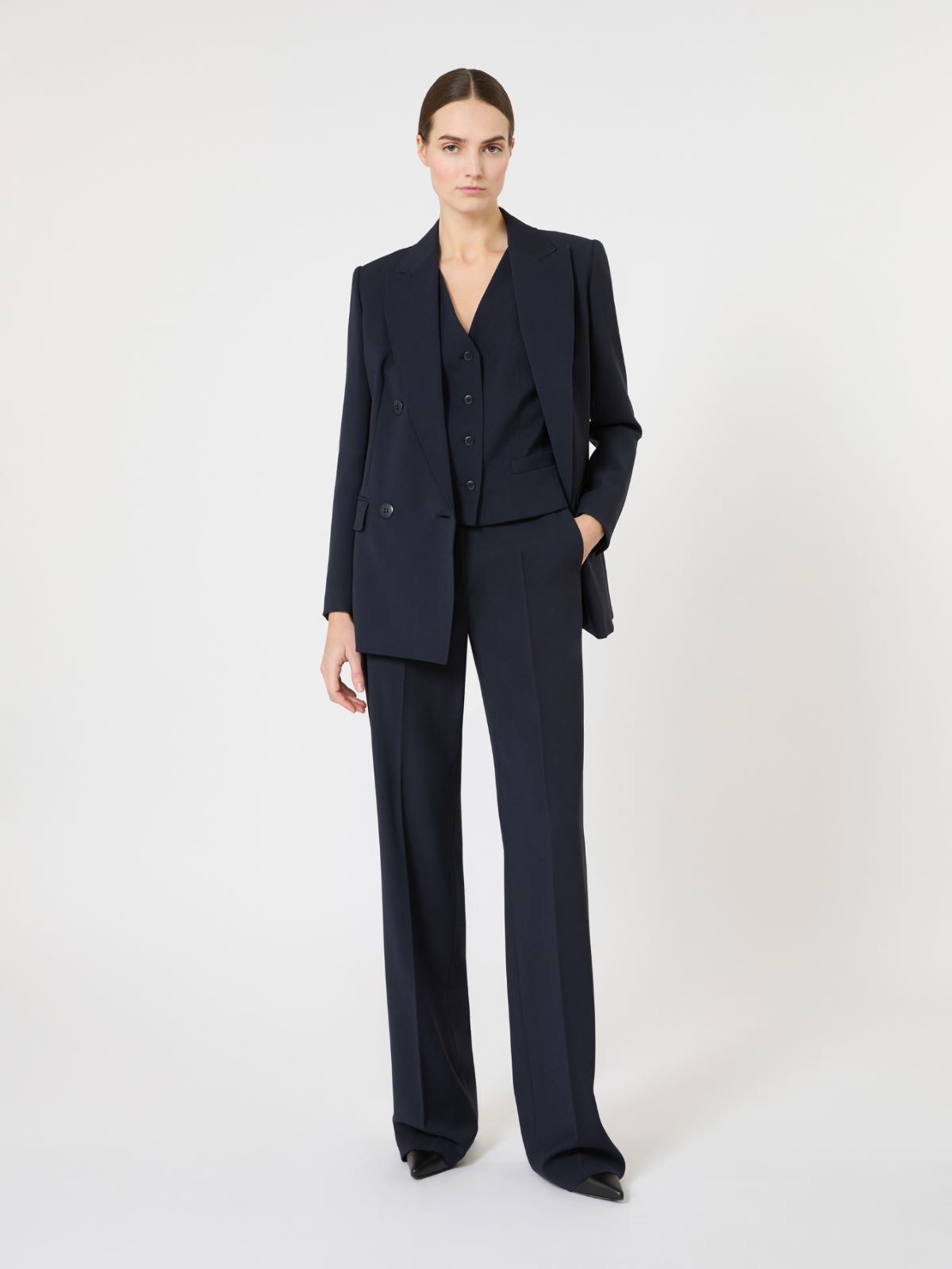 Weste aus Woll-Crêpe - BLAU - Max Mara - 4
