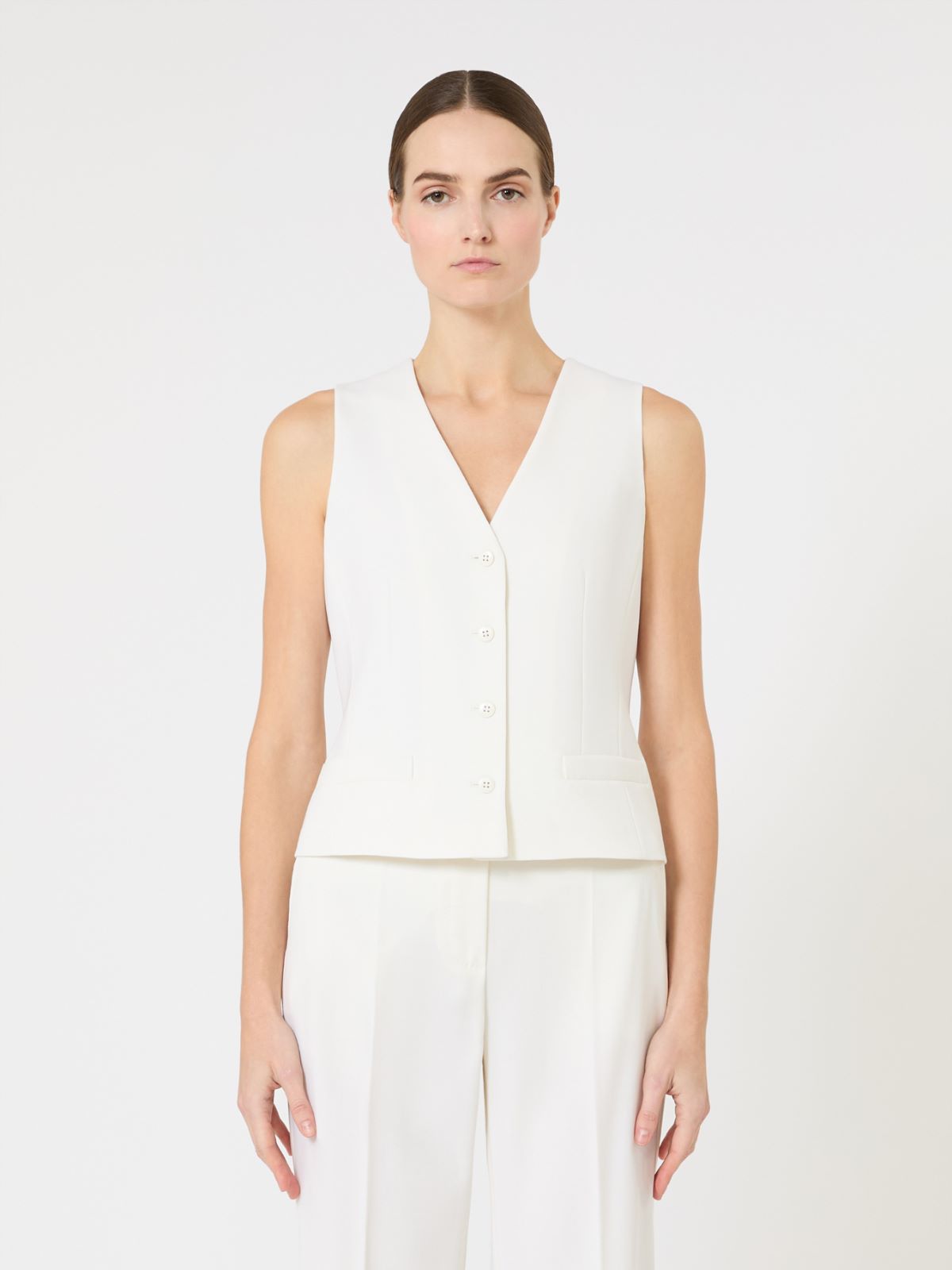 Weste aus Woll-Crêpe - WEISS - Max Mara - 6