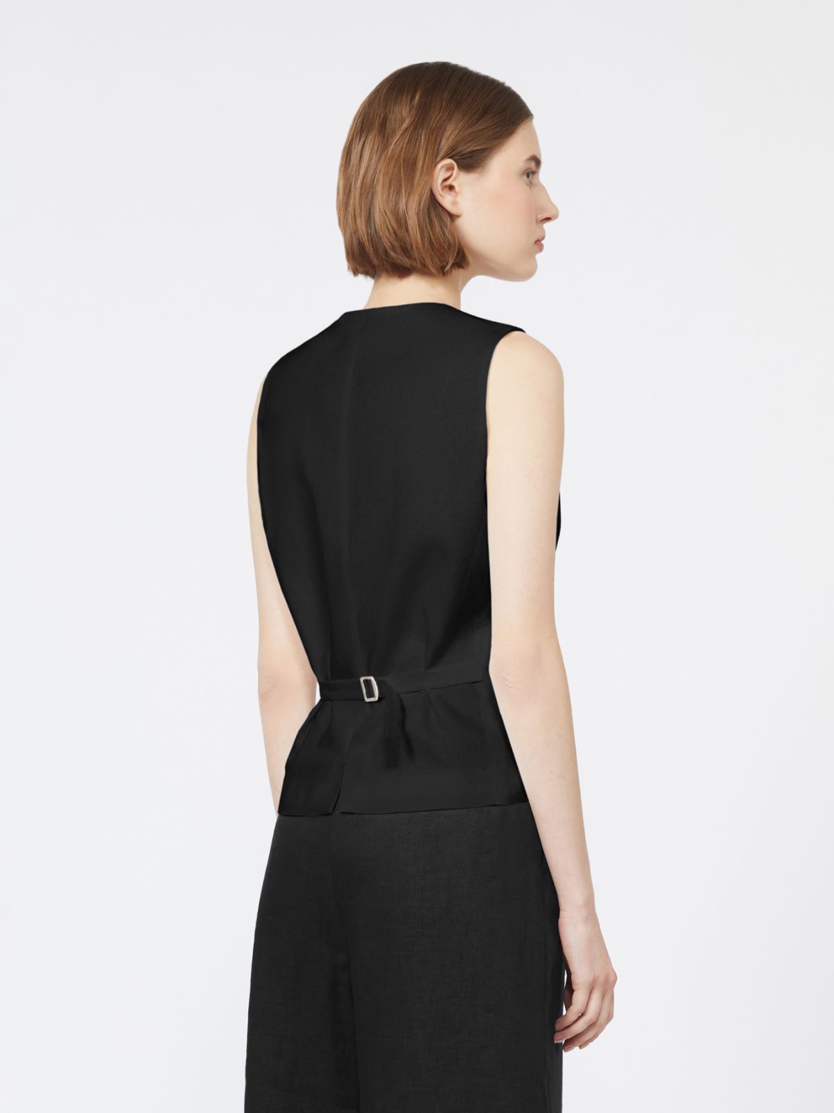 Linen canvas gilet - BLACK - Max Mara - 3