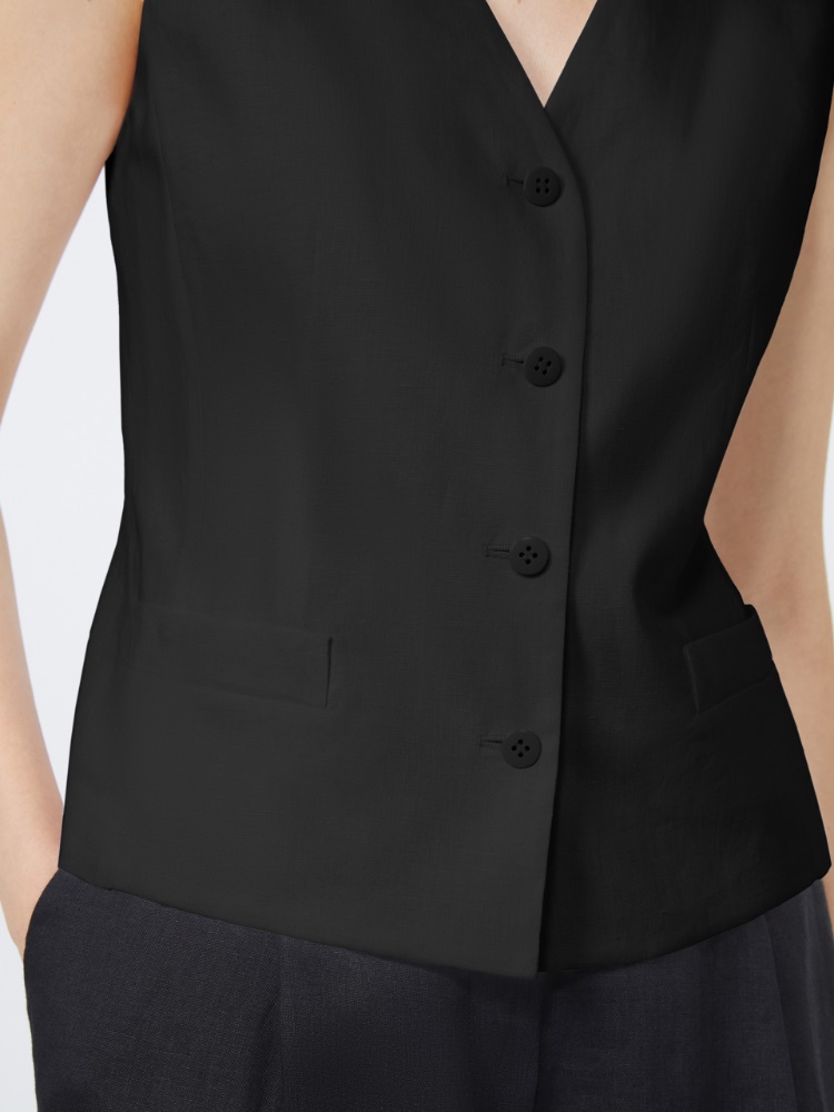 Linen canvas gilet - BLACK - Max Mara - 4