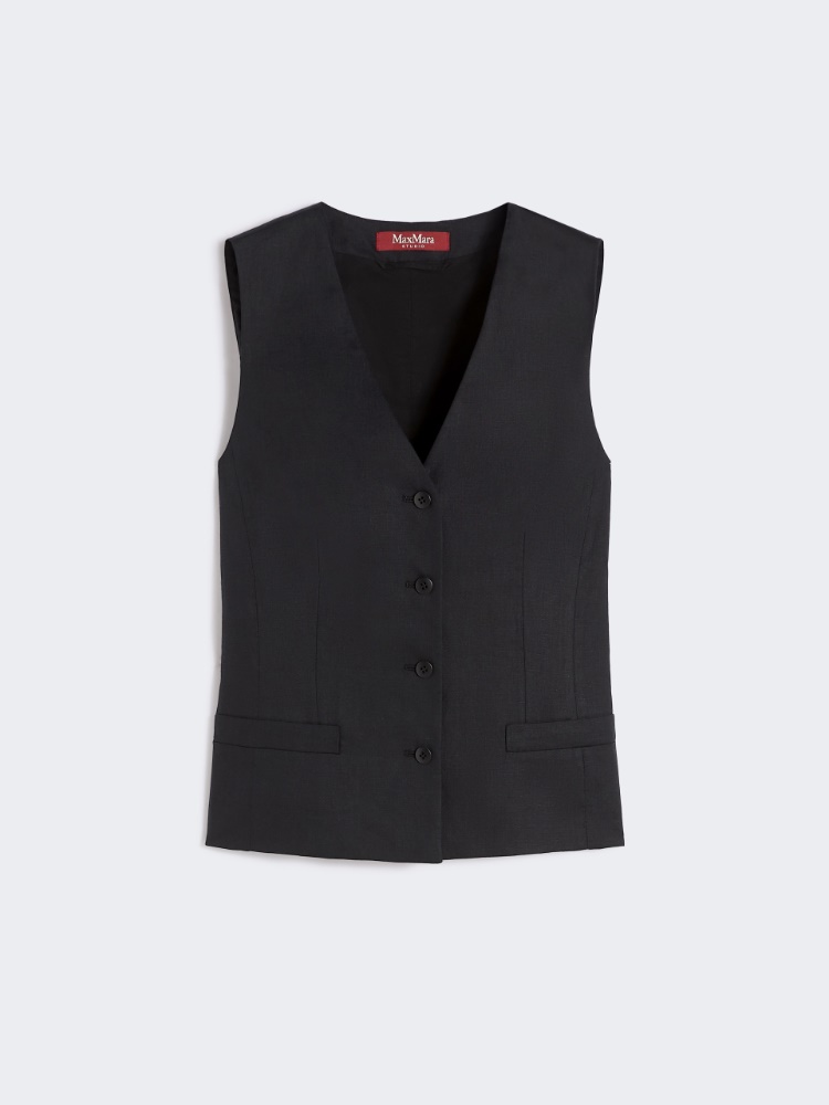 Linen canvas gilet - BLACK - Max Mara