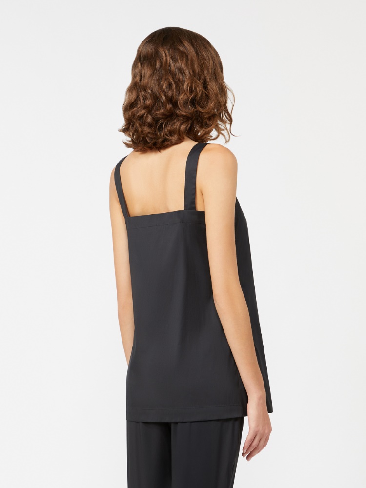 Lejący top z elastycznej popeliny - CZARNY - 3