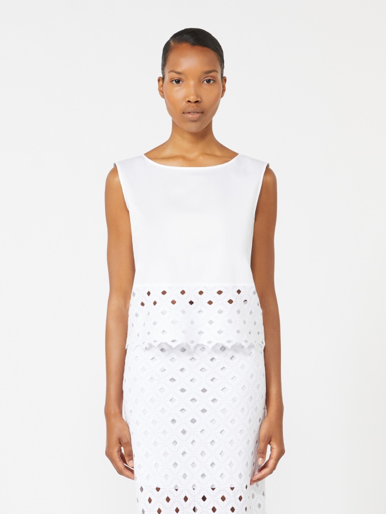 Top in popeline e pizzo macramé - BIANCO OTTICO - Max Mara - 2