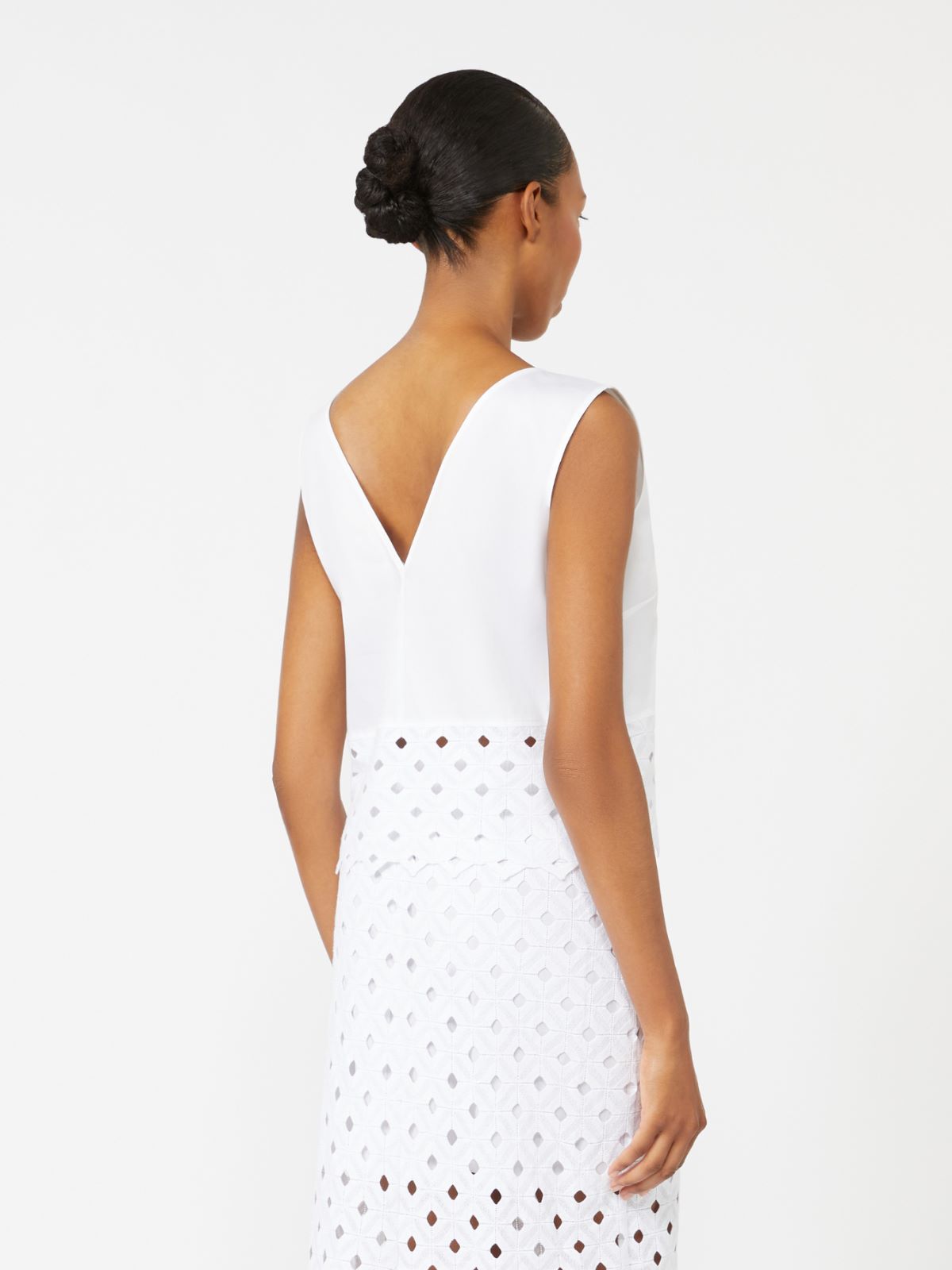 Top in popeline e pizzo macramé - BIANCO OTTICO - Max Mara - 3