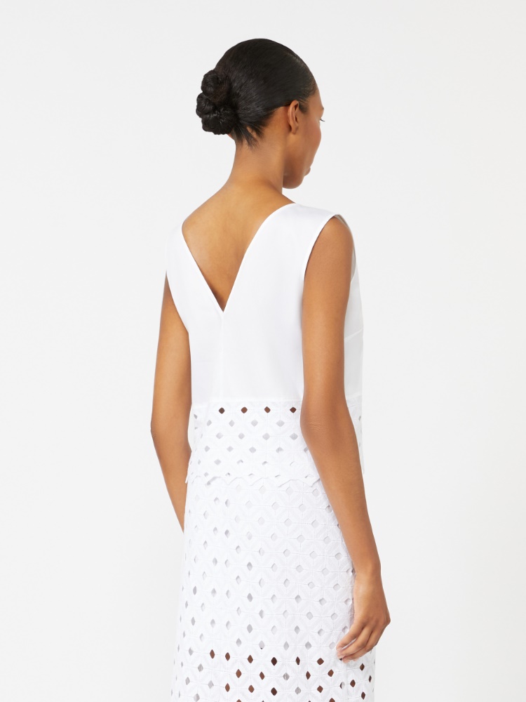 Top in popeline e pizzo macramé - BIANCO OTTICO - Max Mara - 3
