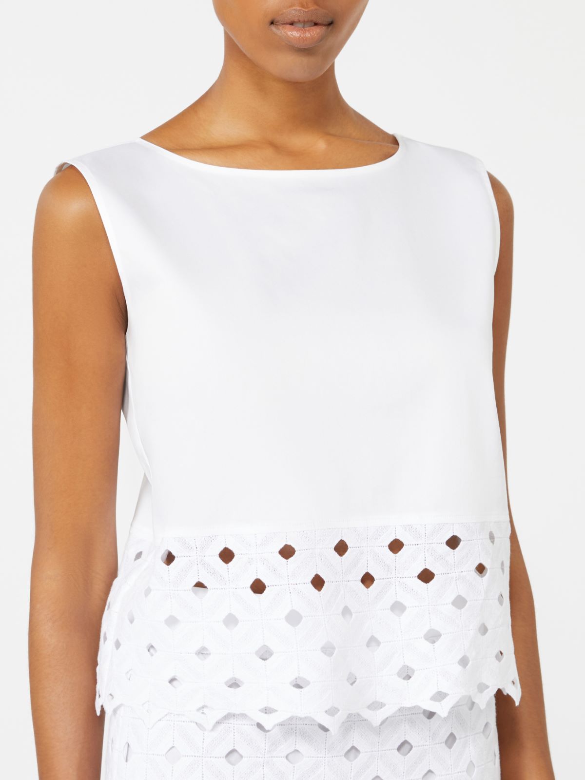 Top in popeline e pizzo macramé - BIANCO OTTICO - Max Mara - 4