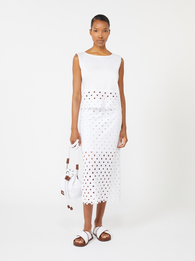 Top in popeline e pizzo macramé - BIANCO OTTICO - Max Mara - 1