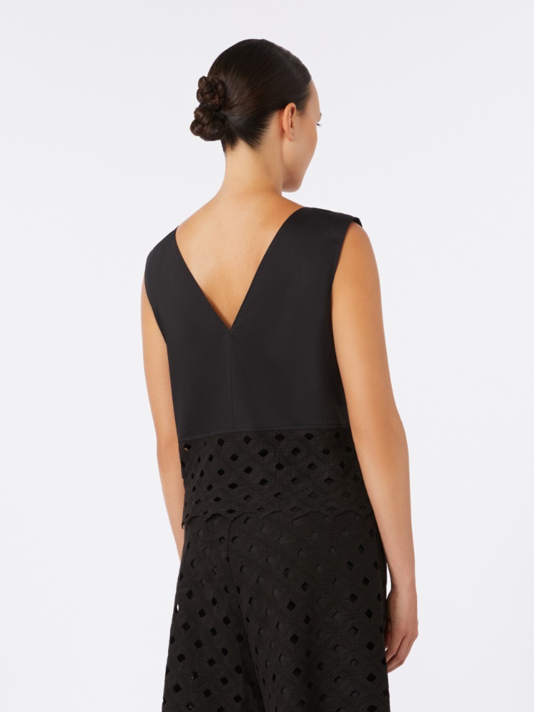 Poplin and macramé lace top - BLACK - Max Mara - 3