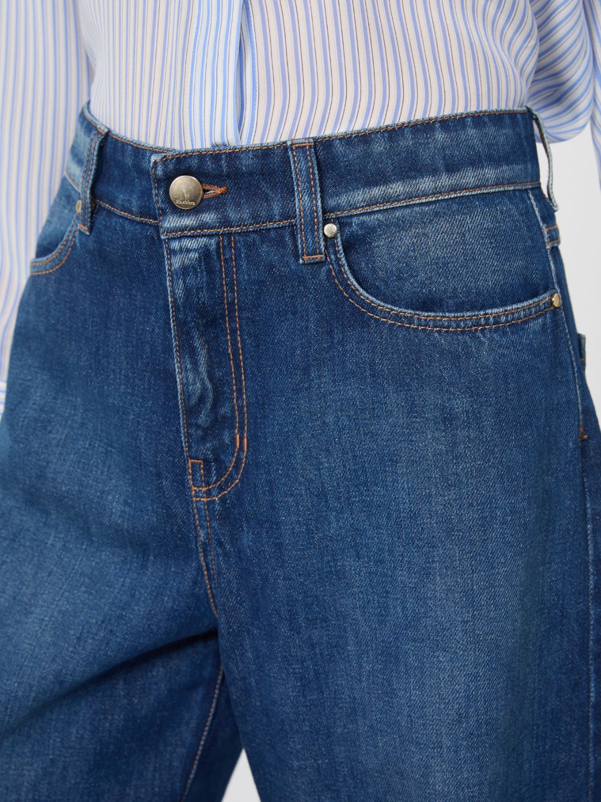 Luźne jeansy baggy z denimu. - GRANATOWY - Max Mara - 10