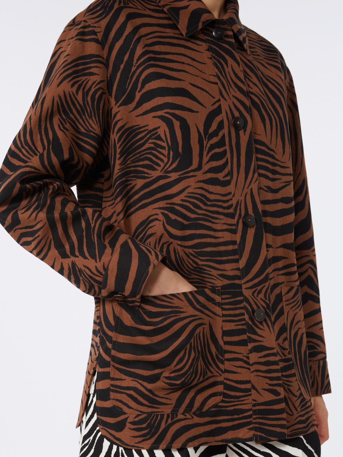 Printed cotton and linen shirt - BROWN - Max Mara - 9