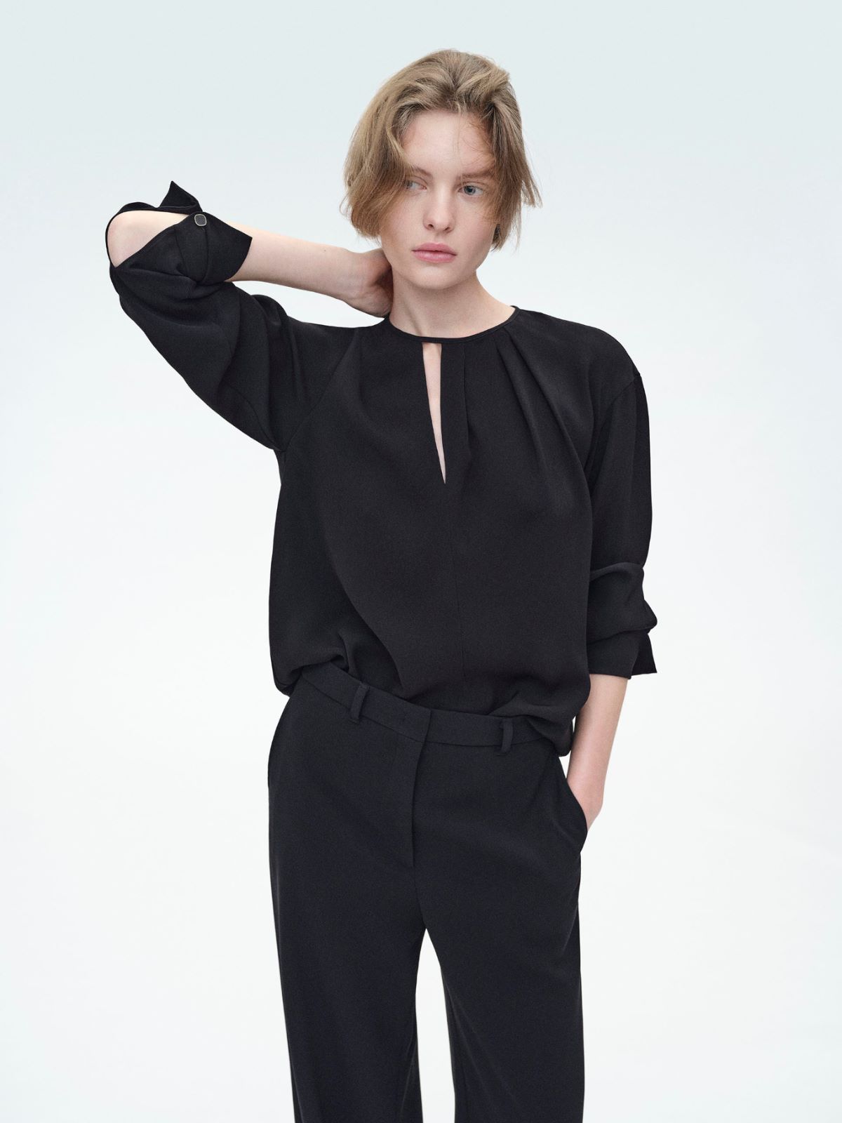Lightweight cady blouse - BLACK - Max Mara