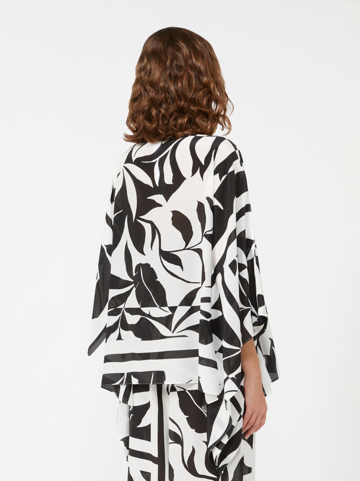 Poncho in seta stampata - NERO - Max Mara - 3