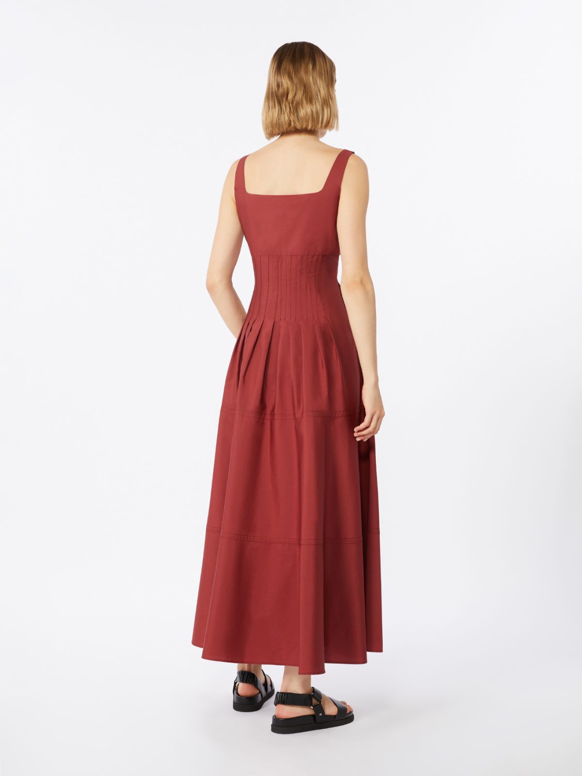 Poplin full-skirt dress - BRICK RED - Max Mara - 3